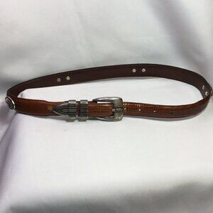 Enmon Brown Italian Saddle Leather Belt - Western Style Women's Size 32 VGUC